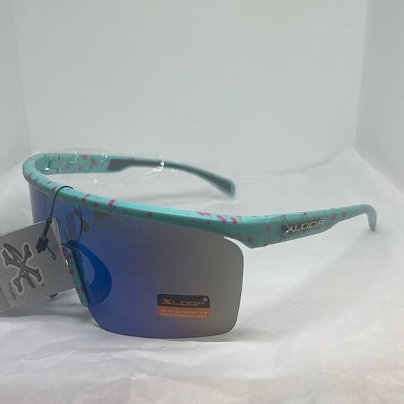 XLoop Sport Shield Sunglasses – Blue Frame, Mirrored Lens, UV400 Protection, Pol - Picture 1 of 3